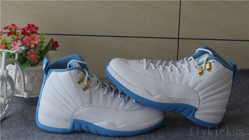 Authentic Air Jordan 12 Melo White University Blue